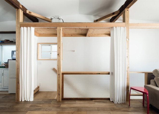 Kazuteru Matumura, Japan, green renovation, interior design, townhouse renovation, Japanese architects, curtains, flexible spaces, flexible walls, storage spaces, bicycle storage