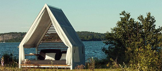 Patricia Urquiola, Kettal, outdoor furniture, tent, hammock, tiny house, pitched roof, green furniture, Spanish designer, design brand