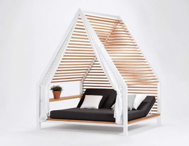 Patricia Urquiola, Kettal, outdoor furniture, tent, hammock, tiny house, pitched roof, green furniture, Spanish designer, design brand