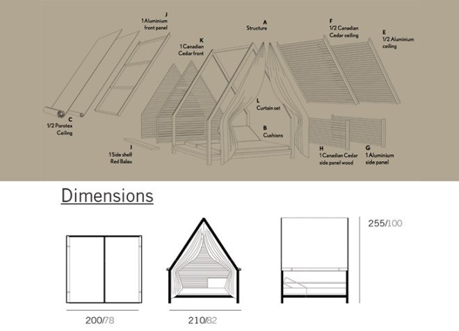 Patricia Urquiola, Kettal, outdoor furniture, tent, hammock, tiny house, pitched roof, green furniture, Spanish designer, design brand