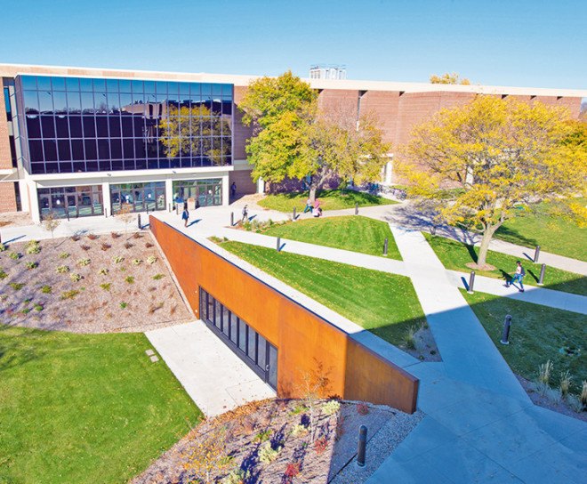 LEO A DALY, Minnesota, pedestrian link, tunnel, sheltered passage, underground architecture, outdoor amphitheater, green roof, green-roofed architecture