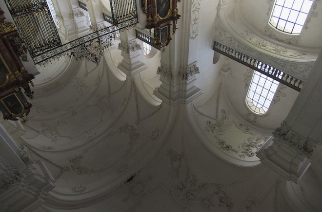 We Find Wildness, Bellelay, Romain Crelier, oil spill, motor oil, oil art, baroque architecture, art installation, art, waste oil, recycled oil,