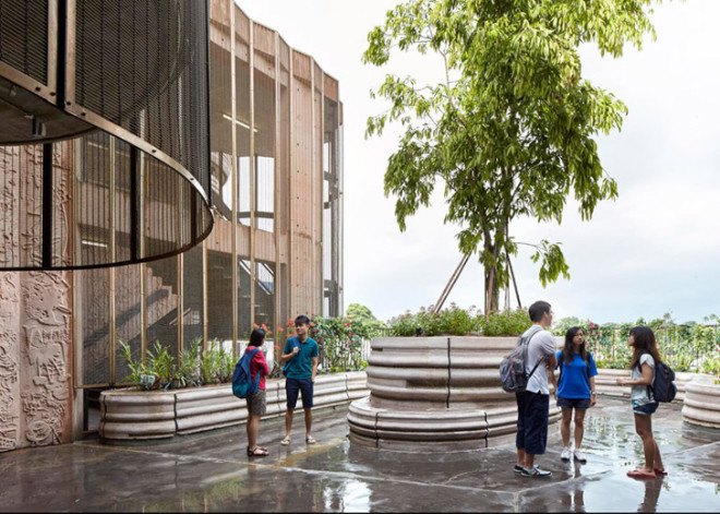 Heatherwick Studio, Thomas Heatherwick, towers, concrete, university, Singapore, educational architecture, natural ventilation, classroom design, atrium building, concrete panels