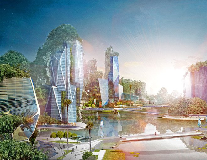 Limestone Skyscrapers, 2015 evolo skyscraper competition, evolo, evolo skyscraper competition, Jethro Koi Lik Wai, Quah Zheng Wei, Karsk Topography, Halong Bay, Karsk Forest, Limestone hills, limestone mining