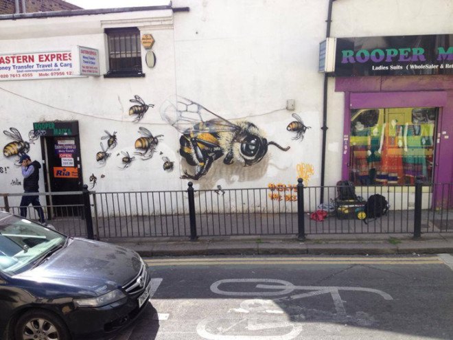green design, eco design, sustainable design , Louis Masai Michel, Jim vision, Colony collapse disorder, bee populations, street art, #savethebees