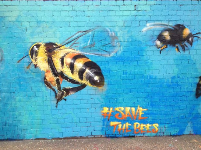 green design, eco design, sustainable design , Louis Masai Michel, Jim vision, Colony collapse disorder, bee populations, street art, #savethebees