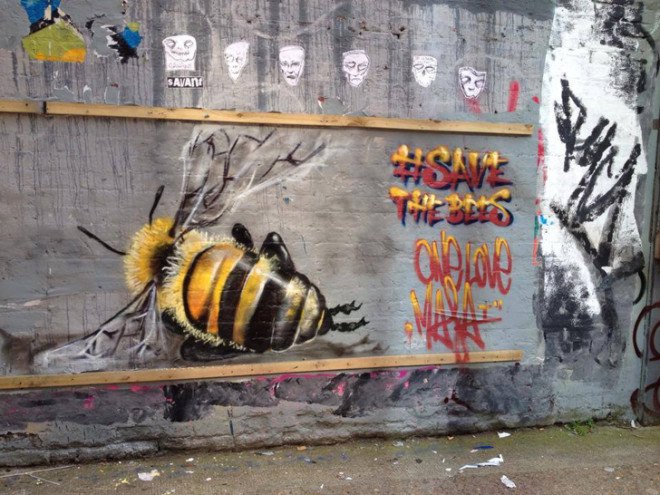green design, eco design, sustainable design , Louis Masai Michel, Jim vision, Colony collapse disorder, bee populations, street art, #savethebees