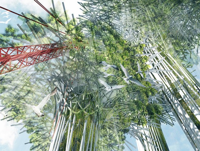 Noah Oasis skyscraper, offshore oil rigs, oil spill, marine life, bio-habitat, vertical habitat, green skyscraper, eVolo skyscraper competition 2015, coral reef, environmental destruction