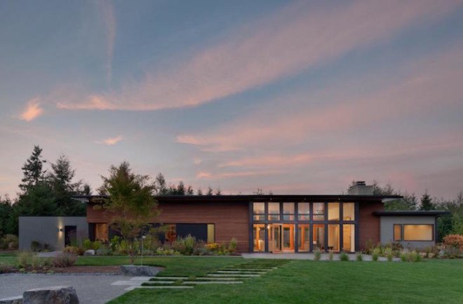 soycrete, soycrete stained concrete LED, CFL, natural ventilation, heat on demand, Yelm, open plan, Olympia Residence, Olympia Residence by Coates Design Architecture, Coates Design Architecture, modern house on the prairie, custom design house, stucco siding, acid washed concrete, birch, cedar,