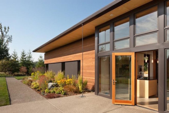 soycrete, soycrete stained concrete LED, CFL, natural ventilation, heat on demand, Yelm, open plan, Olympia Residence, Olympia Residence by Coates Design Architecture, Coates Design Architecture, modern house on the prairie, custom design house, stucco siding, acid washed concrete, birch, cedar,