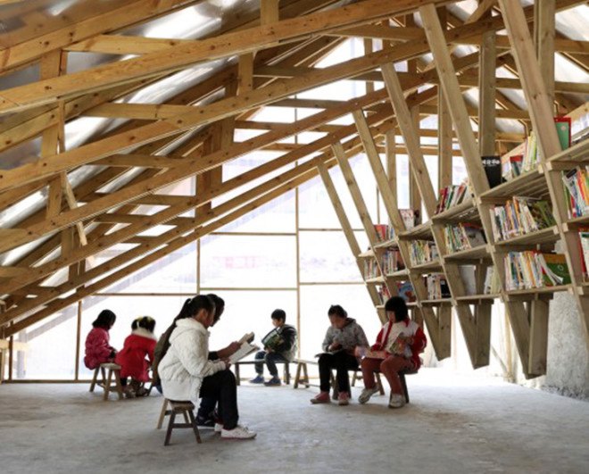 Pinch library, John Lin, Olivier Ottevaere, Yunnan Province, China, community center, World Architecture Festival, Architecture and Design Trophy Awards , Shuanghe village, University of Hong Kong, Yunnan Province earthquake