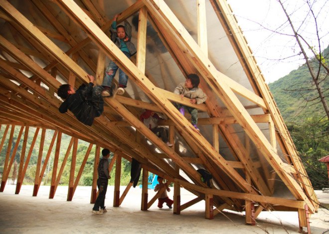 Pinch library, John Lin, Olivier Ottevaere, Yunnan Province, China, community center, World Architecture Festival, Architecture and Design Trophy Awards , Shuanghe village, University of Hong Kong, Yunnan Province earthquake