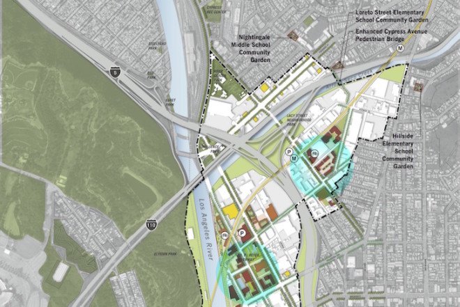 Perkins+Will, Urban Greening Plan, Los Angeles, urban agriculture, mixed use, pedestrian friendly los angeles, Cornfield Arroyo Seco Specific Plan, CASP los angeles, green inftrastructure, Los Angeles River, food hub, food deserts, Civic Enterprises, Fishburn Kitchens