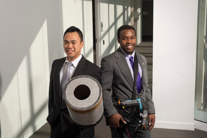 gmu, george mason university, engineering students, fire extinguisher, sound waves, fire fighting, space,
