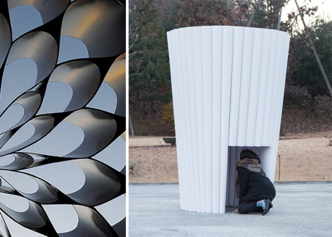 Japanese Paper Sculpture, Japanese Environmental Design, Skygazing Sculpture, Design inspired by plants, Shoko Konishi, inspired by nature
