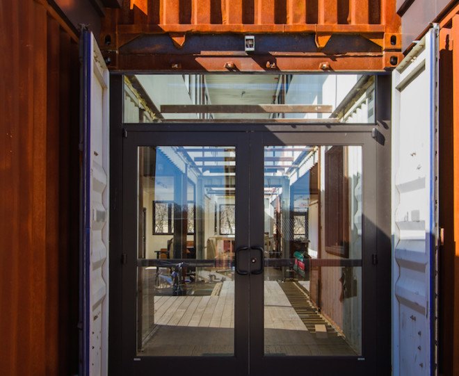 shipping container, shipping container restaurant, adaptive reuse, nation’s largest shipping container restaurant, Asheville, North Carolina, Smoky Park Supper Club, Matt Logan, SG Blocks, Mark Rosenstein, Kristie Quinn, Douglas Heckler, French Broad River, brownfield,