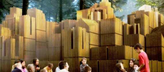 Ulf Mejergren Architects, Stockholm, mini-city, skyscraper, stick city, Ulf Mejergren Architects, workshop, kids architecture, plywood crates, Beam Camp