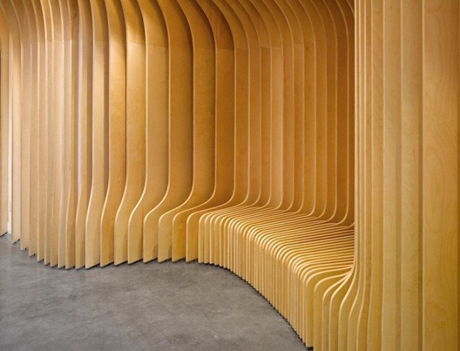 Czech Republic, Prague, tea shop, modern, minimalist design, tea store, T Lounge, Studio pha, medium-density firewood, plywood, squeegee-grade micro topping, micro topping, skylight, birch veneer