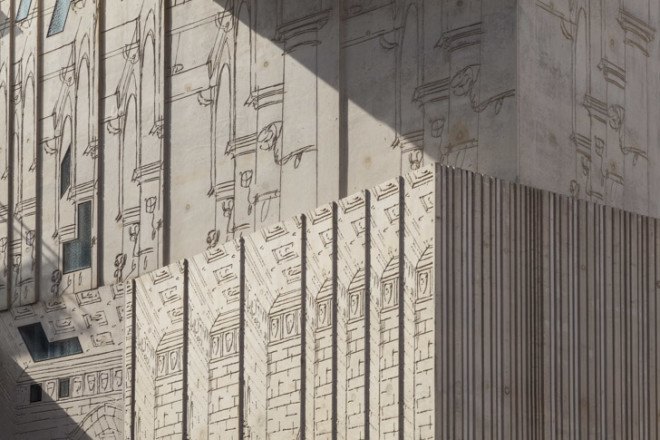 Tchoban Foundation, Energy efficient building, green architecture germany, sustainable building berlin, architectural photography berlin, architectural drawing museum, SPEECH architects, NPS tchoban voss, concrete facade
