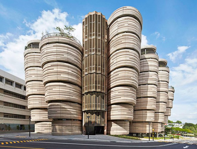 Heatherwick Studio, Thomas Heatherwick, towers, concrete, university, Singapore, educational architecture, natural ventilation, classroom design, atrium building, concrete panels