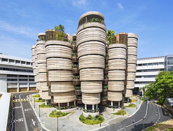 Heatherwick Studio, Thomas Heatherwick, towers, concrete, university, Singapore, educational architecture, natural ventilation, classroom design, atrium building, concrete panels