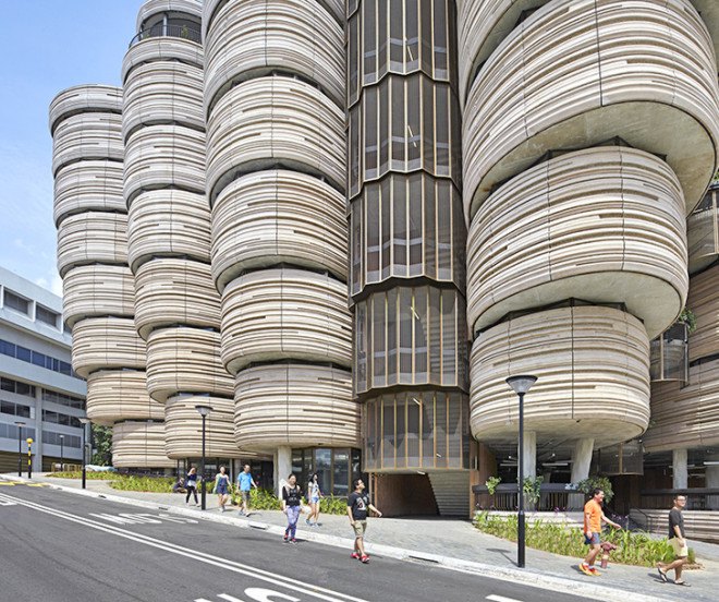 Heatherwick Studio, Thomas Heatherwick, towers, concrete, university, Singapore, educational architecture, natural ventilation, classroom design, atrium building, concrete panels