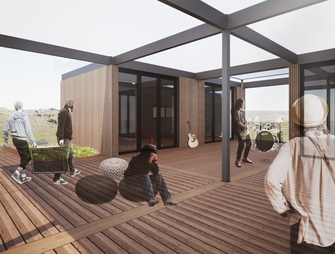 NexusHaus, solar decathlon, affordable housing, pavilion, solar power, solar panels, rainwater harvesting, cradle-to-cradle, aquaponic system, heat pump