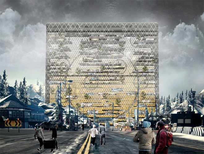 skyscraper, eVolo skyscraper competition 2015, Chernobyl, nuclear disaster, nuclear power, environmental destruction, air purification, water purification, solar power
