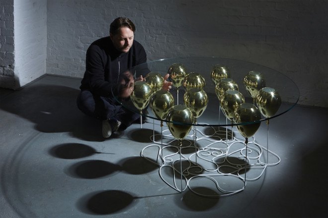 UP Balloon Tables, Bob Monkhouse, optical illusion, coffee table, balloons, Duffy London, glass, ethically sourced materials, metal resin composite