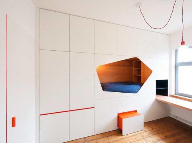 VAN STAEYEN Interior Architects, bedroom, small spaces, built-in beds, transformable furniture, transforming furniture, Belgian architects, interior design