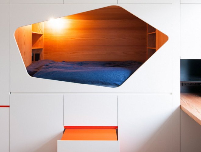 VAN STAEYEN Interior Architects, bedroom, small spaces, built-in beds, transformable furniture, transforming furniture, Belgian architects, interior design
