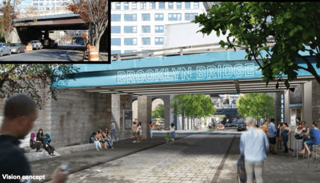 WXY Studio, Brooklyn Strand, Claire Weisz, greenway brooklyn, Borough Hall Park, Cadman Plaza Park, Commodore Barry Park and the Brooklyn bridge, Manhattan bridges, landscape design nyc, brooklyn strand design, strand map, urban design, landscape plans nyc,