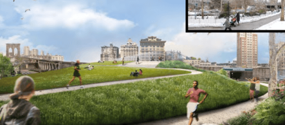 WXY Studio, Brooklyn Strand, Claire Weisz, greenway brooklyn, Borough Hall Park, Cadman Plaza Park, Commodore Barry Park and the Brooklyn bridge, Manhattan bridges, landscape design nyc, brooklyn strand design, strand map, urban design, landscape plans nyc,