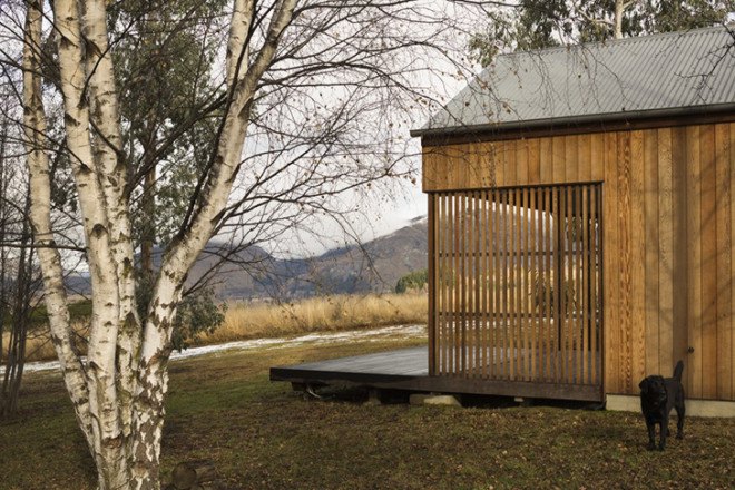Wakatipu guest house, guests houses, New Zealand guest house, guest house architecture, guest house designs, New Zealand architecture, green design, green architecture, small homes, Team Green Architects, cedar shutters, natural home, environmentally friendly design