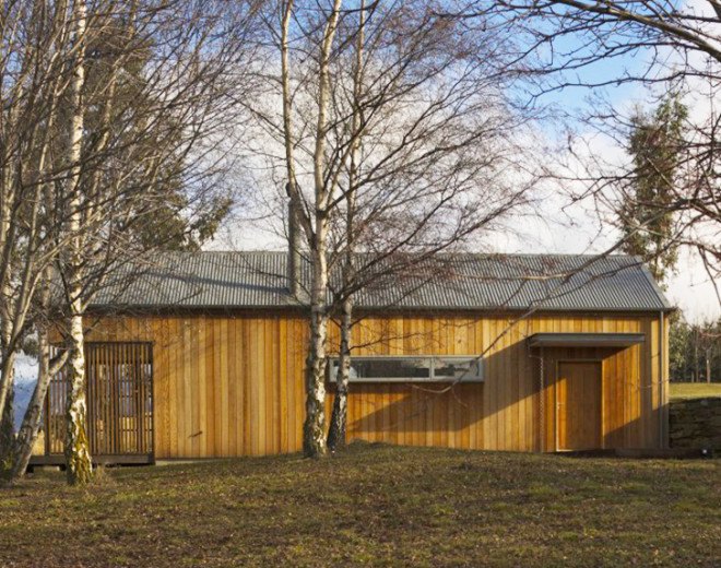 Wakatipu guest house, guests houses, New Zealand guest house, guest house architecture, guest house designs, New Zealand architecture, green design, green architecture, small homes, Team Green Architects, cedar shutters, natural home, environmentally friendly design