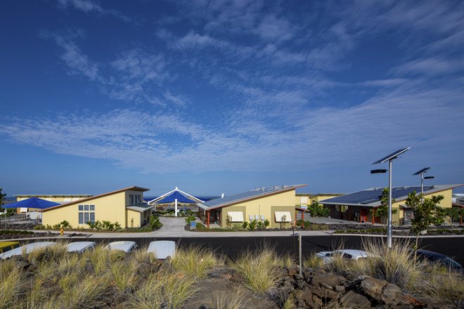 ferraro choi, hawaii architecture, leed 2009 for schools, leed schools platinum, leed school, west hawaii explorations academy, public charter school in hawaii, net-zero, net-zero energy buildings, net-zero energy schools, outdoor auditorium