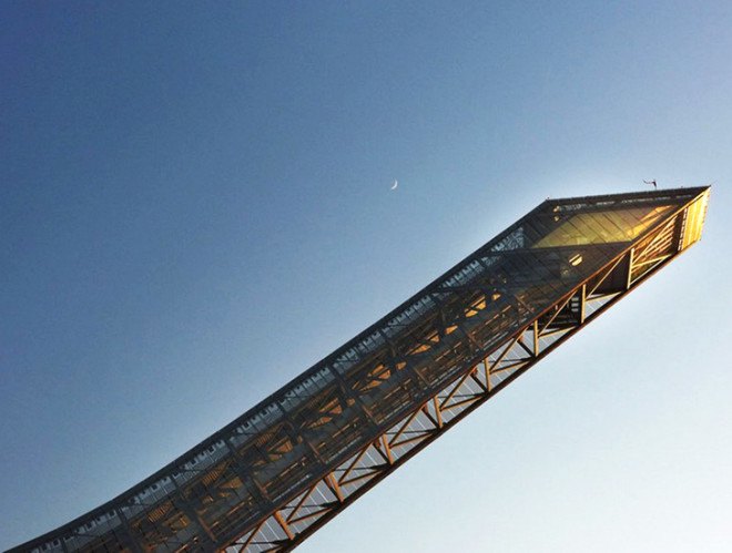 Airbnb, Holmenkollen, Oslo, Norway, Melissa Hegge, Nina Holst, ski jump, hotel room, ski, ski ramp, penthouse, penthouse suite, Airbnb ski jump room,