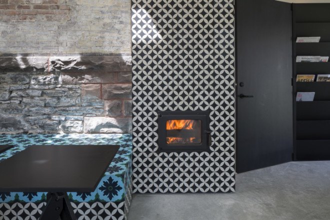 passive heating, masonry heat, kachelofen, buffalo new york, buffalo, cafe with passive heating, century-old buildings, century-old renovation projects, stephanie davidson, georg rafailidis
