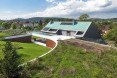 Edge House, Mobius Architecture, terrace, cantilever, Krakow, Poland, pitched roof, stone and timber, stone house, lime rock, family house, green architecture