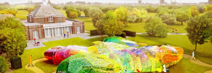 London, SelgasCano, Serpentine Pavilion, Serpentine Galleries, London, Kensington Gardens, ETFE, plastic fabric, webbing, labyrinth, maze, multicolored pavilion, pavilion,