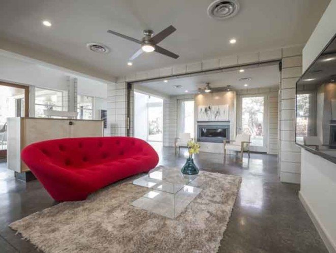 M Gooden Design, shipping container home, Dallas shipping container home, 14 shipping containers, 14 shipping container home, shipping container house living room