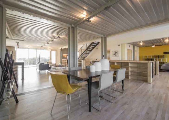 Corrugated ceiling, M Gooden Design, shipping container home, Dallas shipping container home, 14 shipping containers, 14 shipping container home, shipping container house