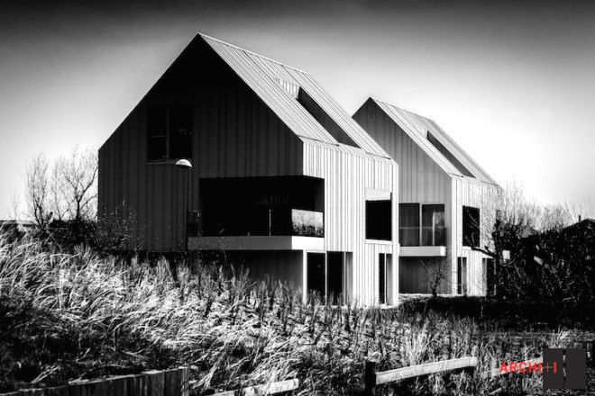 Blanco Oostduinkerke Residence, BURO II & ARCHI+I, Belgium, aluminum cladding, vernacular, pitched house, marionettes, dune grasses, coastal architecture, contemporary coastal architecture, daylighting, sustainable design, green design, sustainable materials, minimalist design