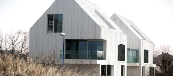 Blanco Oostduinkerke Residence, BURO II & ARCHI+I, Belgium, aluminum cladding, vernacular, pitched house, marionettes, dune grasses, coastal architecture, contemporary coastal architecture, daylighting, sustainable design, green design, sustainable materials, minimalist design