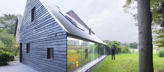 Barend Koolhaas, BK, triangular-plan house, House in Almen, energy-efficient, Dutch architecture, open plan interiors, natural light, rural views, glazed skin, heat exchanger