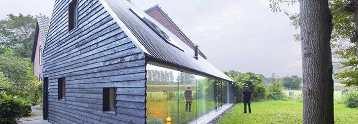 Barend Koolhaas, BK, triangular-plan house, House in Almen, energy-efficient, Dutch architecture, open plan interiors, natural light, rural views, glazed skin, heat exchanger