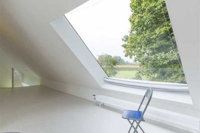 Barend Koolhaas, BK, triangular-plan house, House in Almen, energy-efficient, Dutch architecture, open plan interiors, natural light, rural views, glazed skin, heat exchanger