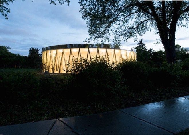 GH3, Borden Park, Borden Park pavilion, Edmonton, pavilion, glowing pavilion, glulam, DOuglas fir, laminated douglas fir