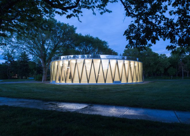 GH3, Borden Park, Borden Park pavilion, Edmonton, pavilion, glowing pavilion, glulam, DOuglas fir, laminated douglas fir