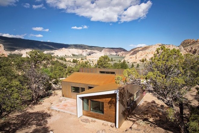 Corten steel, Corten, Capitol Reef Dwellings, Capitol Reef National Park, Imbue Design, minimalist, desert, desert house, juniper trees